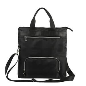 Black Travel Bag with Multiple Compartments and Adjustable Strap